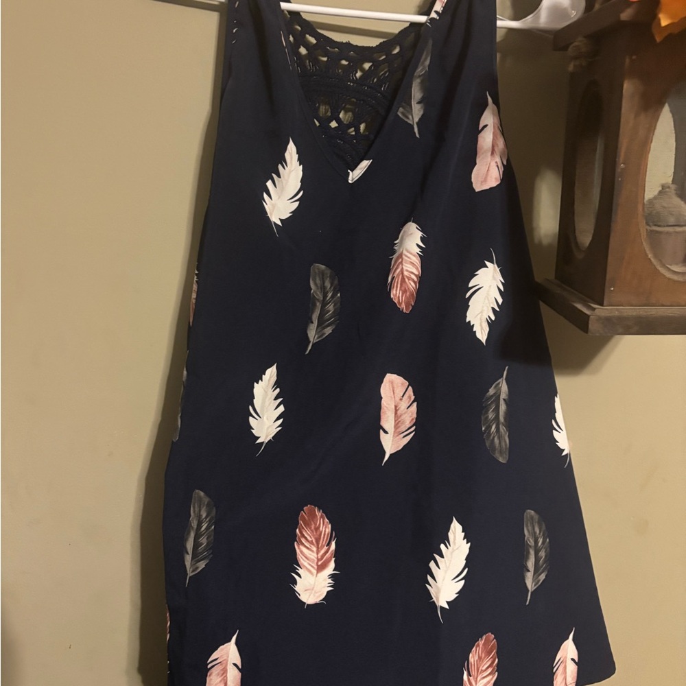 SHEIN Navy Feather Print Tank Top